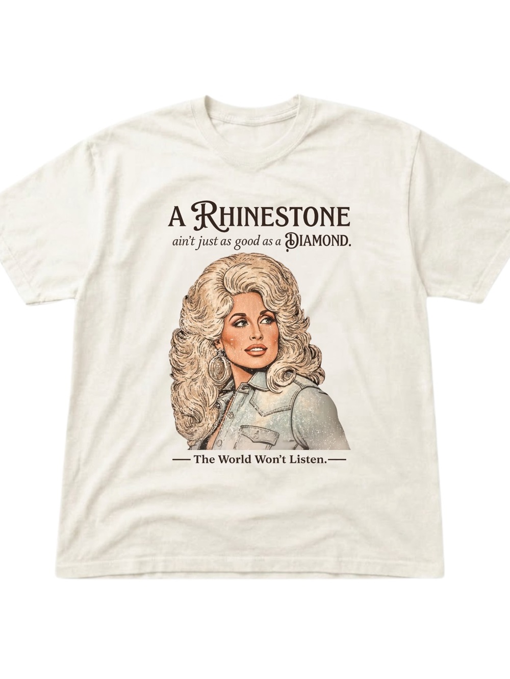 Gildan Dolly Parton 'A Rhinestone' Graphic Tee - Cream